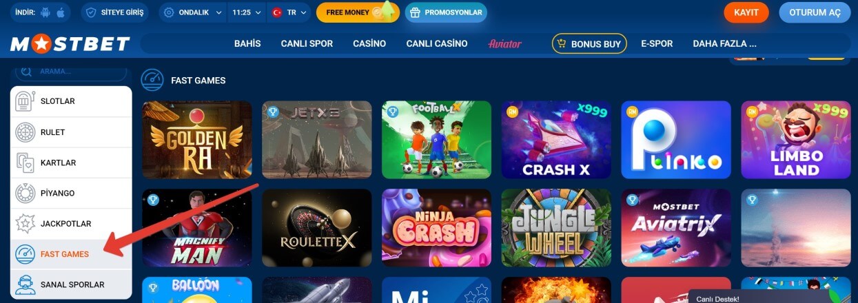 Konum crash-games Mostbet Casino'da