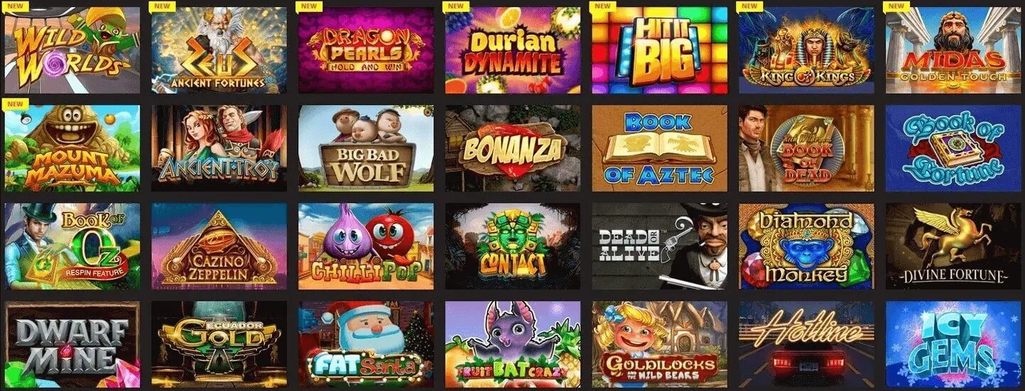 Large selection of slot machines
